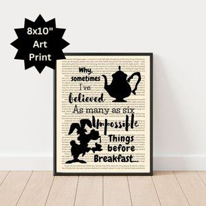 Alice in Wonderland Wall Art Print, Book Decor, Bookish Art Print